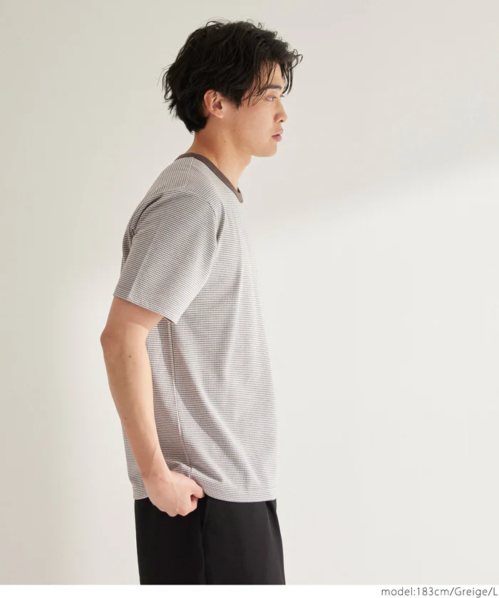 セール★1690円→990円 ジャカードボーダーTシャツ メンズ メール便不可 - Image 3