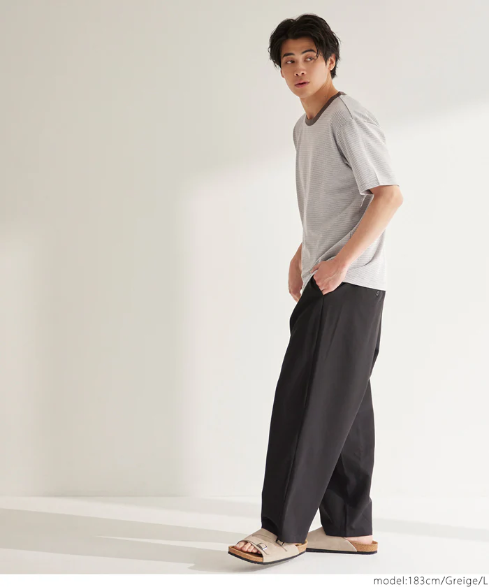 セール★1690円→990円 ジャカードボーダーTシャツ メンズ メール便不可 - Image 4