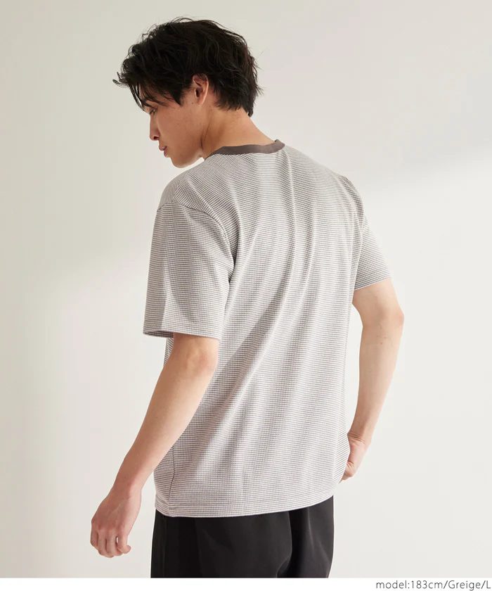 セール★1690円→990円 ジャカードボーダーTシャツ メンズ メール便不可 - Image 5