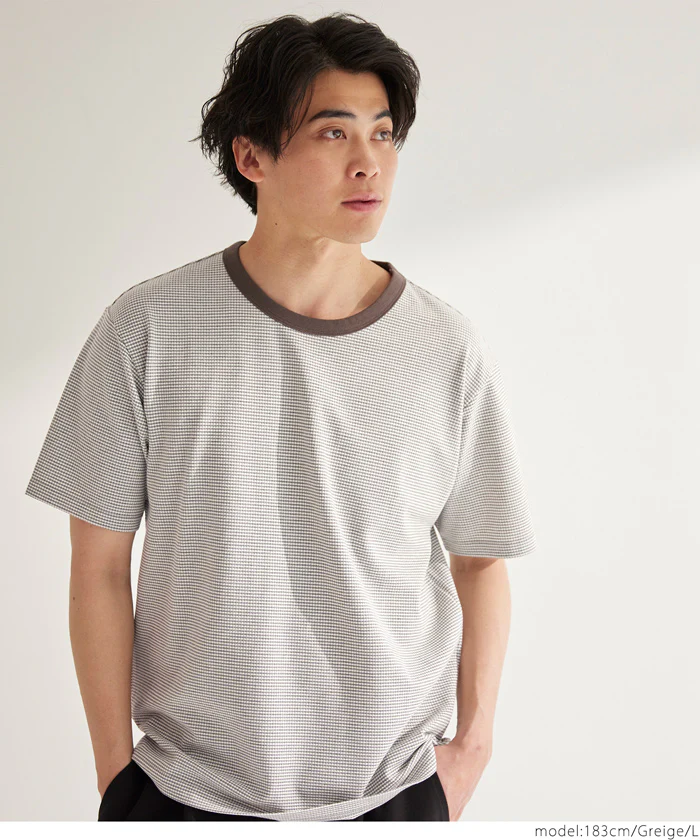 セール★1690円→990円 ジャカードボーダーTシャツ メンズ メール便不可 - Image 6