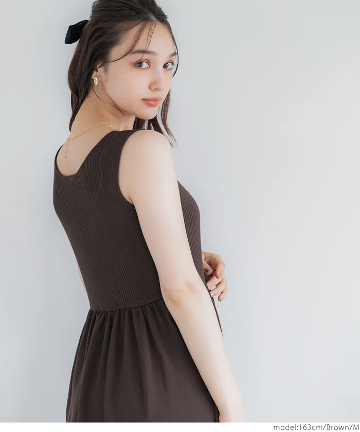 Vネックニットドレス レディース メール便不可 - Image 10