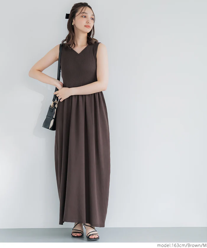 Vネックニットドレス レディース メール便不可 - Image 12