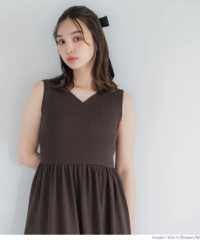Vネックニットドレス レディース メール便不可 - Image 8