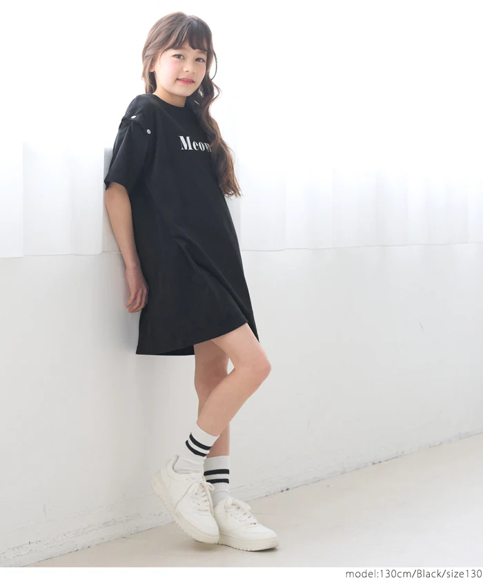 セール★1690円→550円 ボタンオープンショルダーTシャツワンピース キッズ メール便可 - Image 7