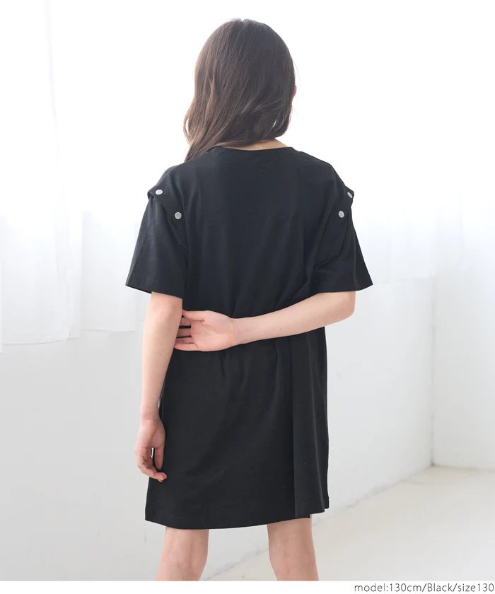 セール★1690円→550円 ボタンオープンショルダーTシャツワンピース キッズ メール便可 - Image 8