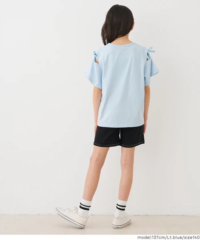 リボンオープンショルダーTシャツ キッズ メール便不可 - Image 12