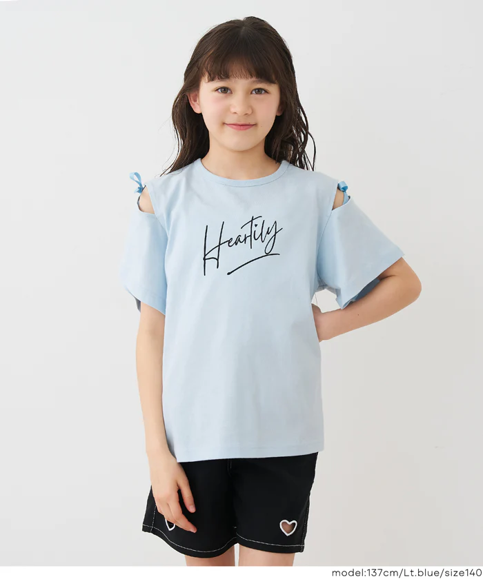 リボンオープンショルダーTシャツ キッズ メール便不可 - Image 13