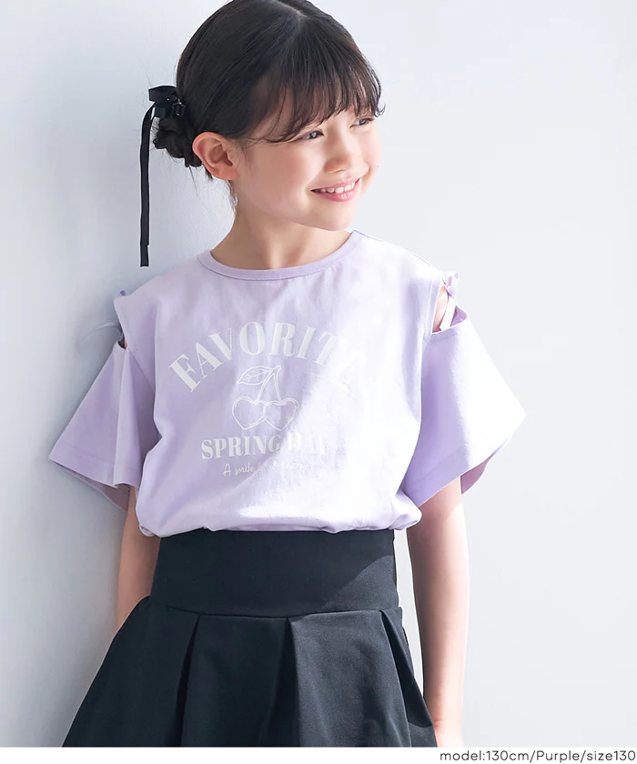 リボンオープンショルダーTシャツ キッズ メール便不可 - Image 15