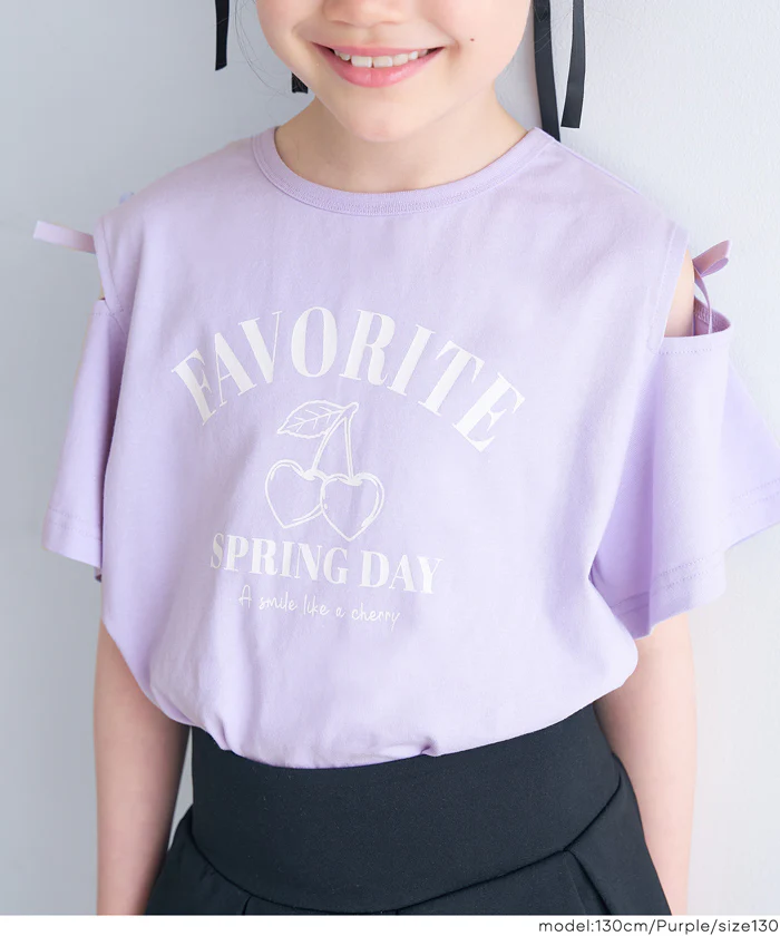リボンオープンショルダーTシャツ キッズ メール便不可 - Image 17