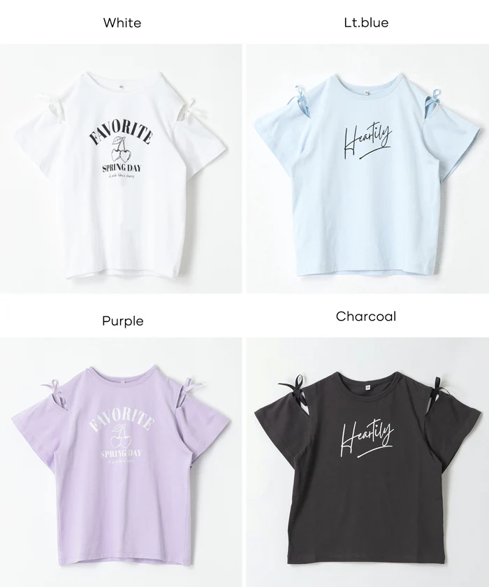 リボンオープンショルダーTシャツ キッズ メール便不可 - Image 19