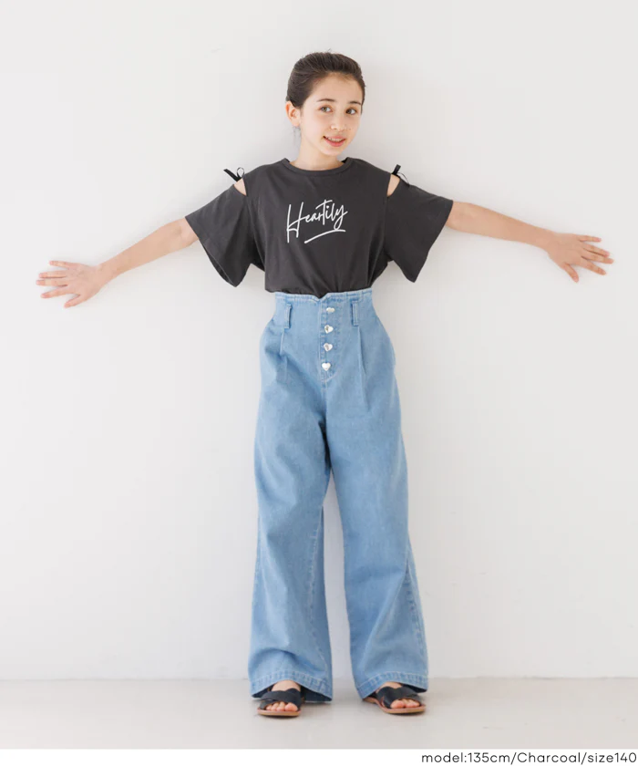 リボンオープンショルダーTシャツ キッズ メール便不可 - Image 5