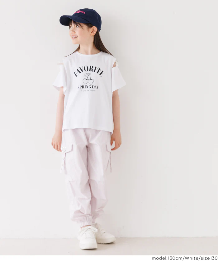 リボンオープンショルダーTシャツ キッズ メール便不可 - Image 7