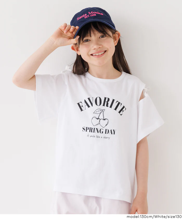 リボンオープンショルダーTシャツ キッズ メール便不可 - Image 8