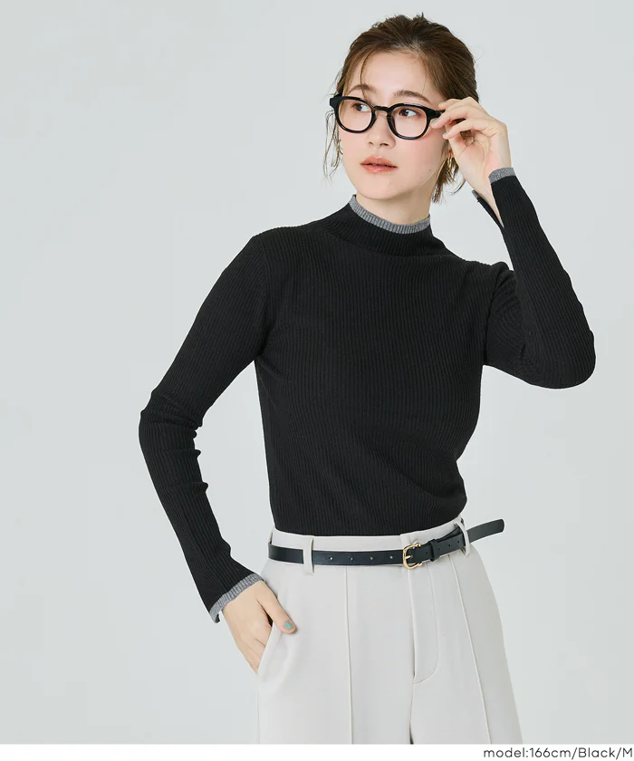 セール★1990円→1290円 アンゴラタッチ配色ハイネックニット ウォッシャブル レディース メール便不可 - Image 16