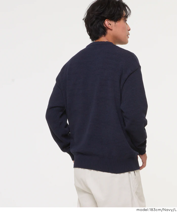 セール★2490円→1990円 マットモールロゴクルーネックニット メンズ メール便不可 - Image 5