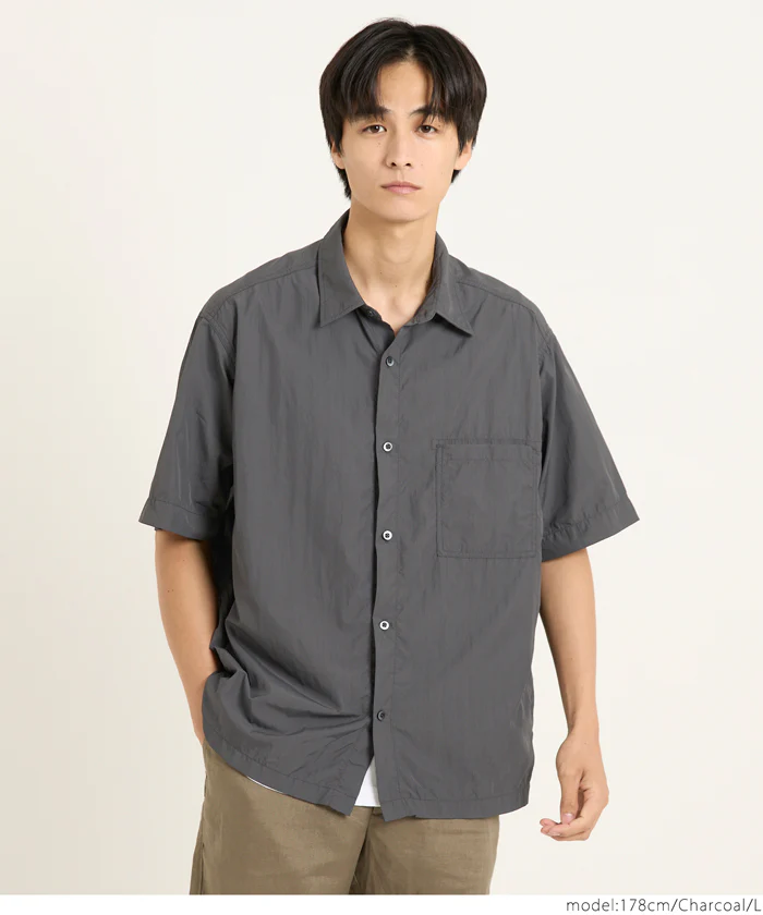 セール★2490円→1490円 ライトワッシャーナイロン半袖シャツ  メンズ メール便不可 - Image 12