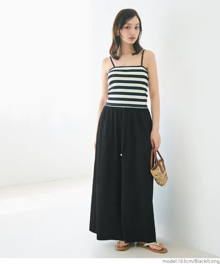セール★2490円→1490円 ジョーゼットリブフレアスカート レディース メール便不可 - Image 3