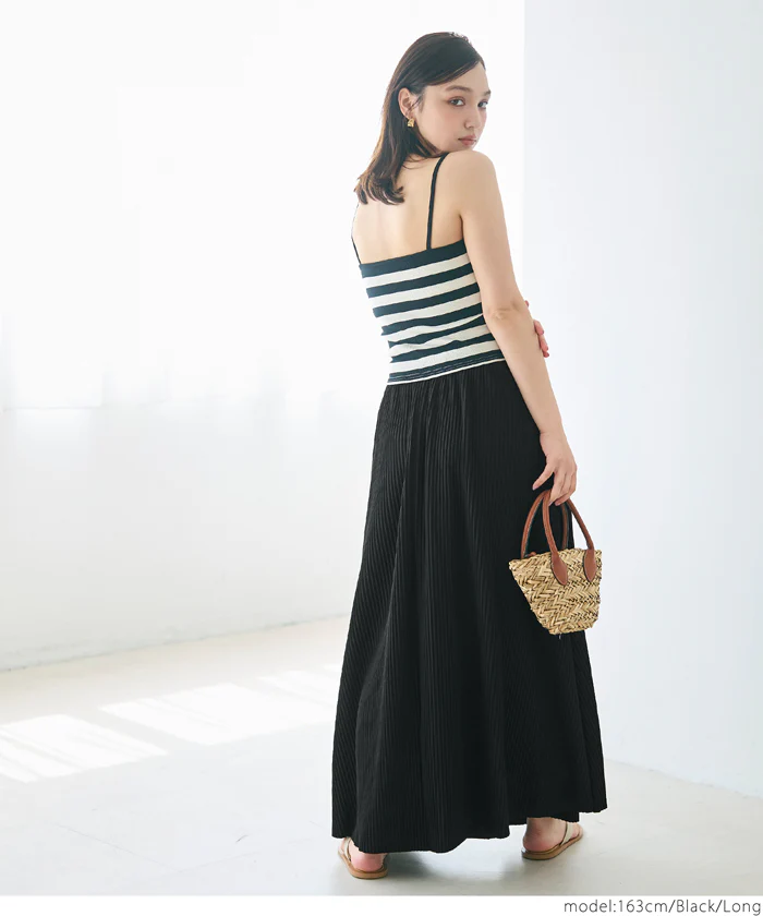 セール★2490円→1490円 ジョーゼットリブフレアスカート レディース メール便不可 - Image 5