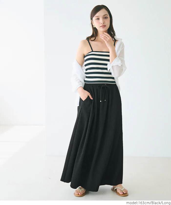 セール★2490円→1490円 ジョーゼットリブフレアスカート レディース メール便不可 - Image 7