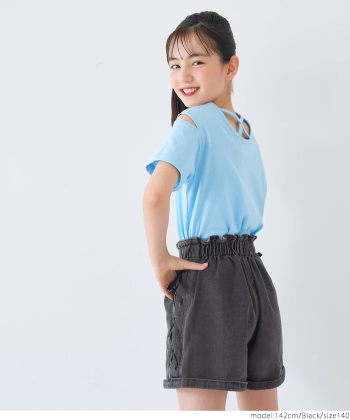WEB限定セール ★1990円→1290円デニムレースアップショートパンツ キッズ メール便不可 - Image 9