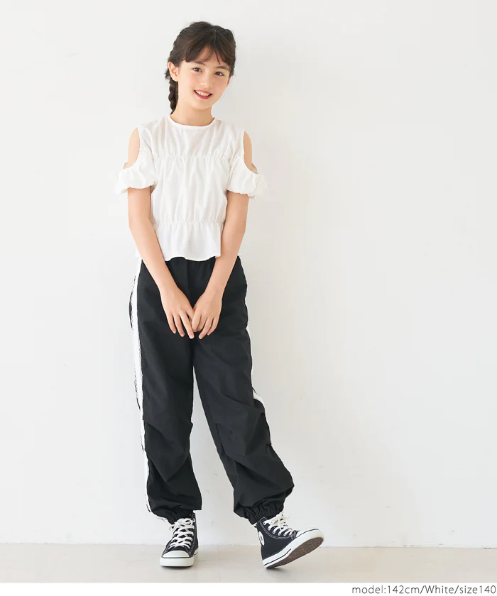 セール★1690円→1490円 シアサッカー肩あきブラウス キッズ メール便不可 - Image 2