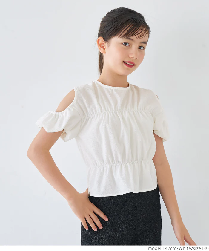 セール★1690円→1490円 シアサッカー肩あきブラウス キッズ メール便不可 - Image 5