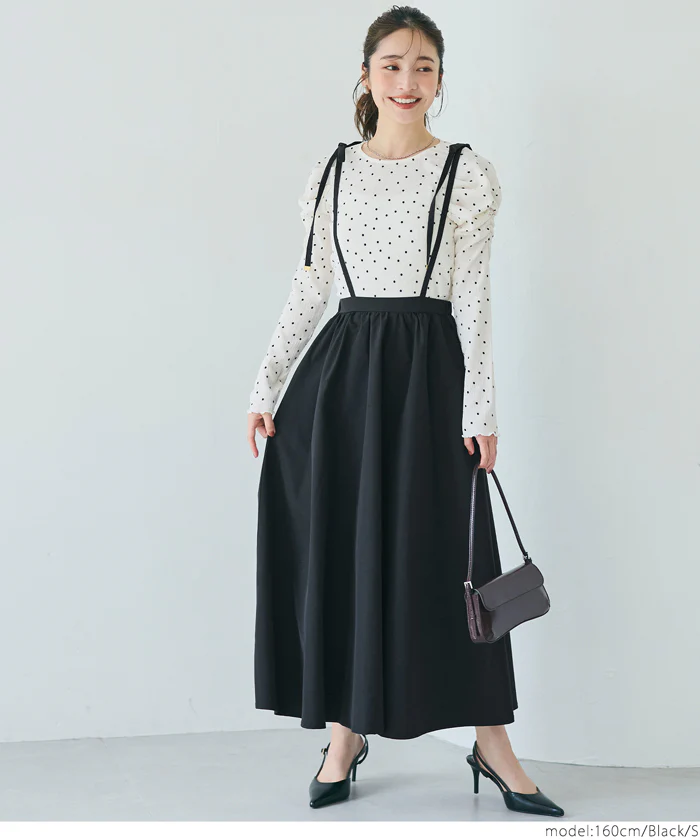 セール★3490円→1990円 リボンストラップ付フレアスカート レディース メール便不可 - Image 5