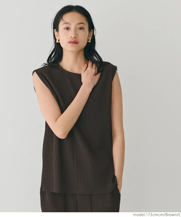 WEB限定セール ★1490円→990円ジョーゼットプリーツノースリーブトップス レディース メール便不可 - Image 13