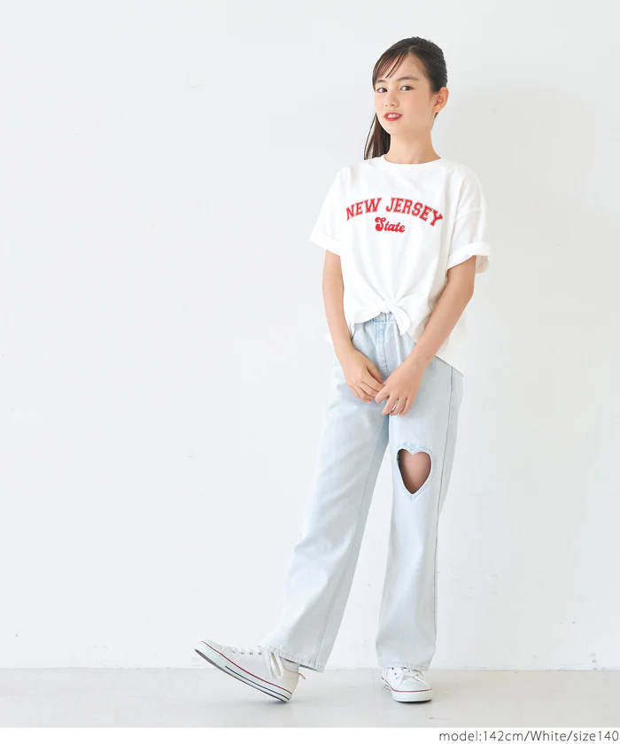 裾リボン結びビックTシャツ キッズ メール便可 - Image 2