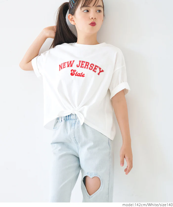 裾リボン結びビックTシャツ キッズ メール便可 - Image 3