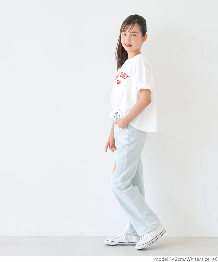 裾リボン結びビックTシャツ キッズ メール便可 - Image 4