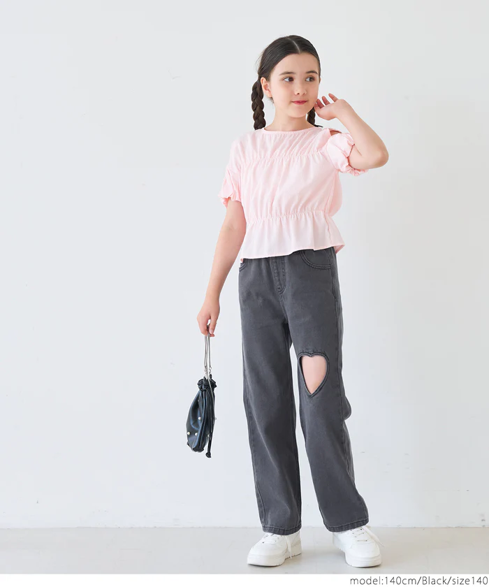 デニムハートデザインパンツ キッズ メール便不可 - Image 8