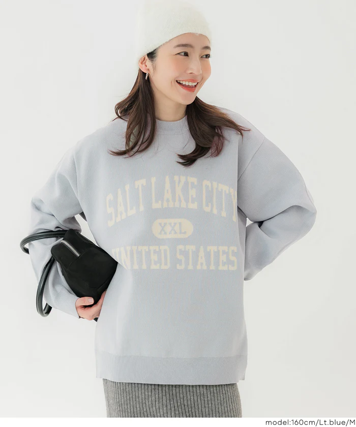 セール★2490円→1990円 ポリウーリーロゴクルーネックニット メンズ レディース メール便不可 - Image 11