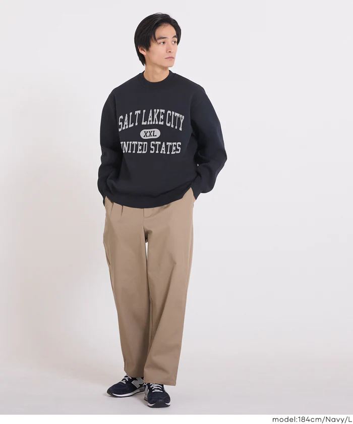 セール★2490円→1990円 ポリウーリーロゴクルーネックニット メンズ レディース メール便不可 - Image 15