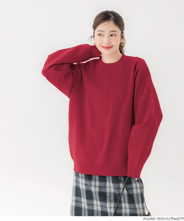 セール★2490円→1990円 ポリウーリー畦編みクルーネックニット メンズ レディース メール便不可 - Image 14