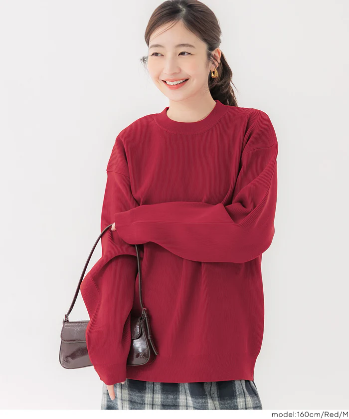 セール★2490円→1990円 ポリウーリー畦編みクルーネックニット メンズ レディース メール便不可 - Image 16