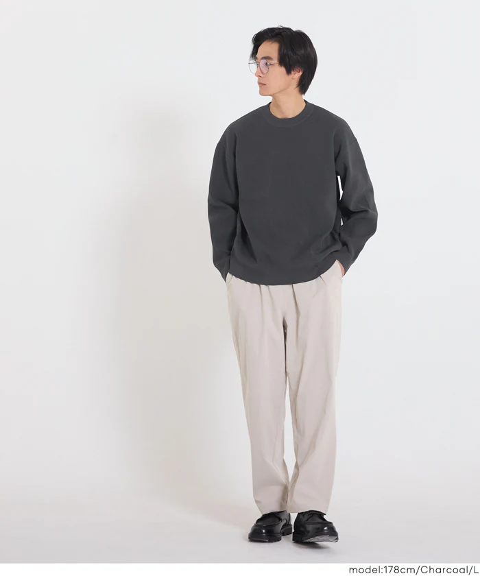 セール★2490円→1990円 ポリウーリー畦編みクルーネックニット メンズ レディース メール便不可 - Image 6