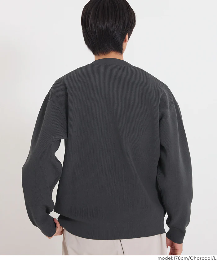 セール★2490円→1990円 ポリウーリー畦編みクルーネックニット メンズ レディース メール便不可 - Image 8