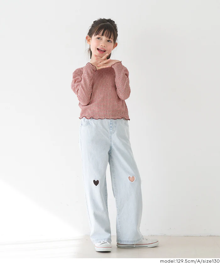 親子お揃いクレープシャーリングパフスリーブトップス キッズ メール便不可 - Image 13