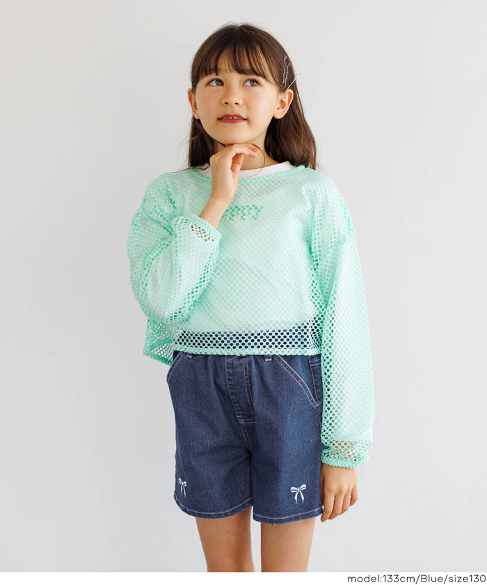 セール★1690円→990円 デニム刺繍ショートパンツ キッズ メール便不可 - Image 5
