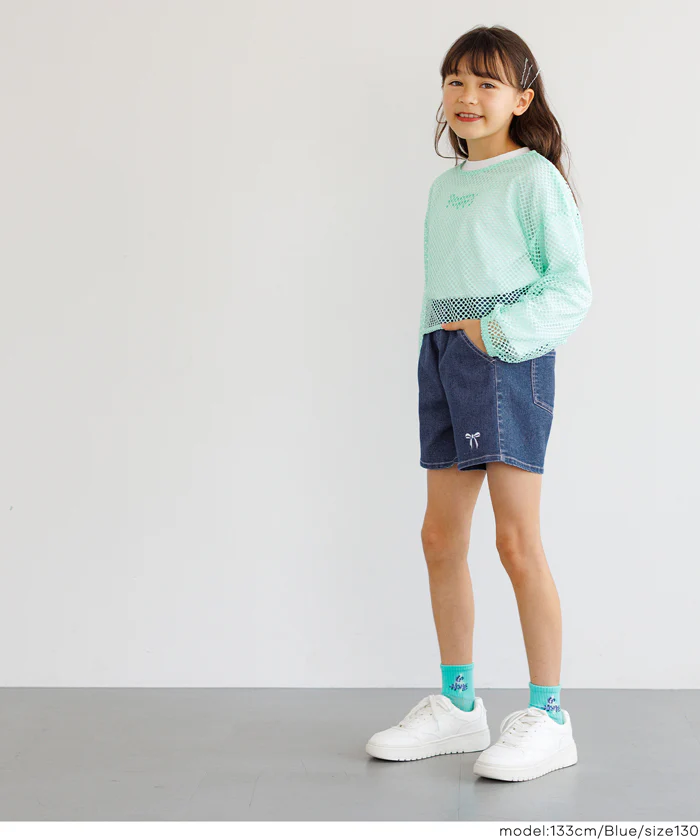 セール★1690円→990円 デニム刺繍ショートパンツ キッズ メール便不可 - Image 6