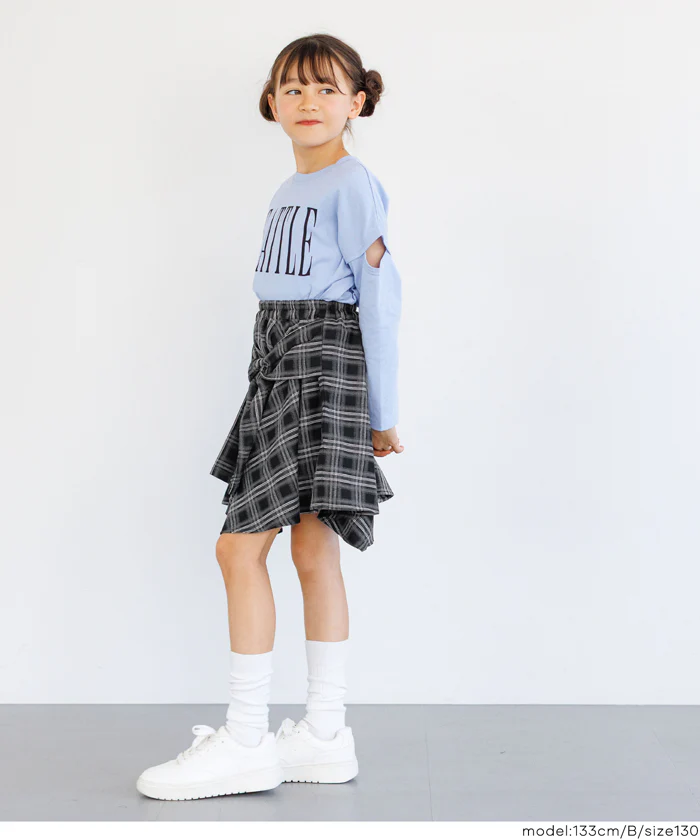 チェックシャツ腰巻風スカート キッズ メール便不可 - Image 10