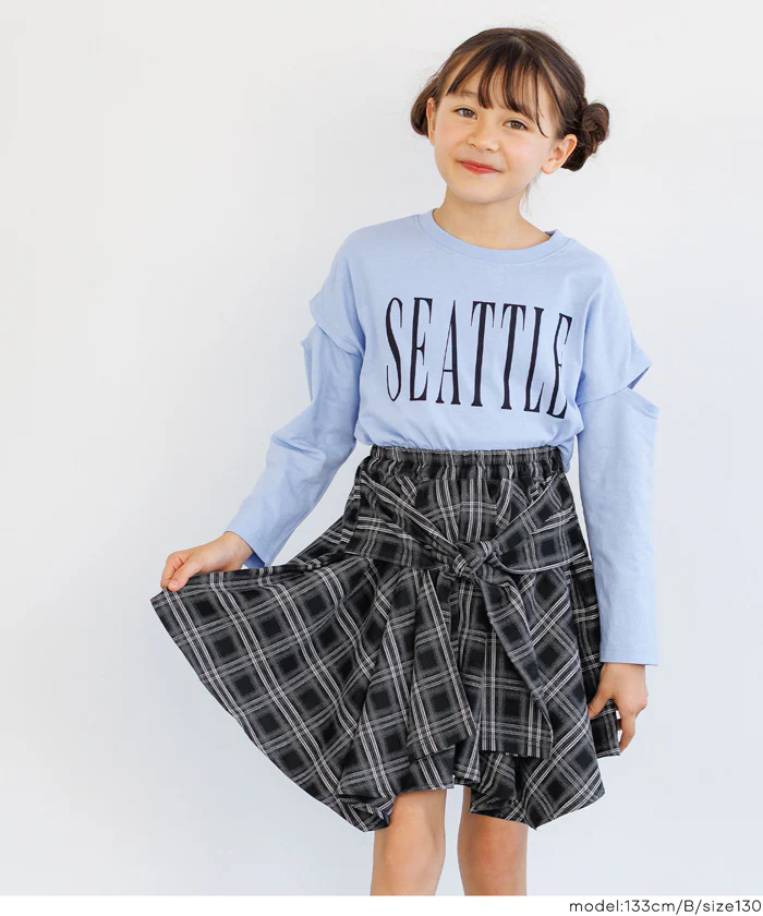 チェックシャツ腰巻風スカート キッズ メール便不可 - Image 12