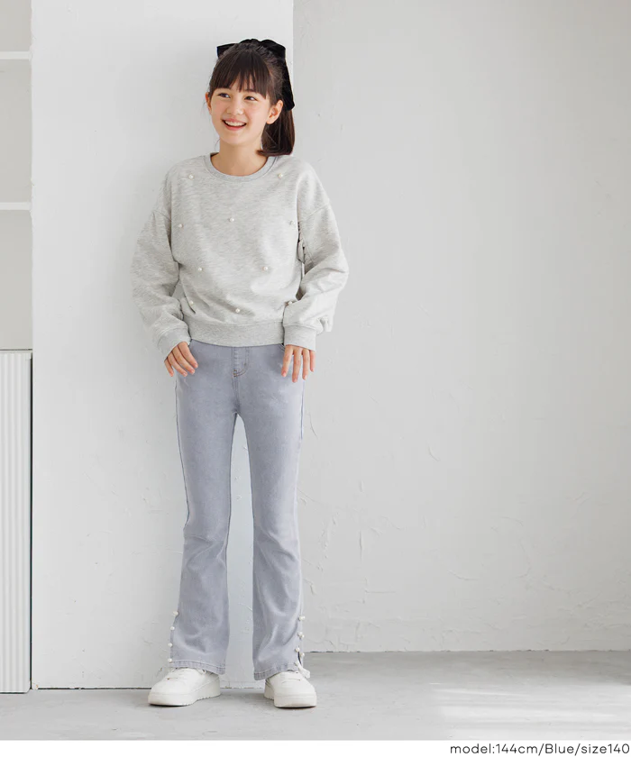 セール★2490円→1690円 デニム裾パールパンツ キッズ メール便不可 - Image 2