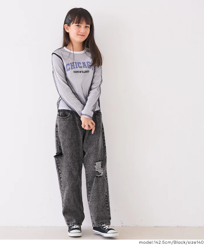 デニムサイドカットダメージパンツ キッズ メール便不可 - Image 12