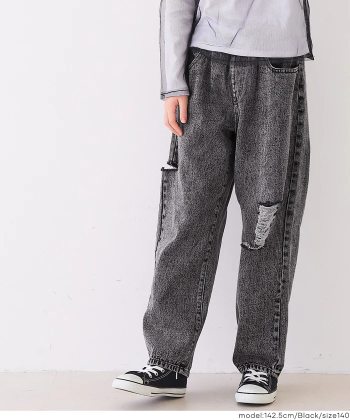 デニムサイドカットダメージパンツ キッズ メール便不可 - Image 13