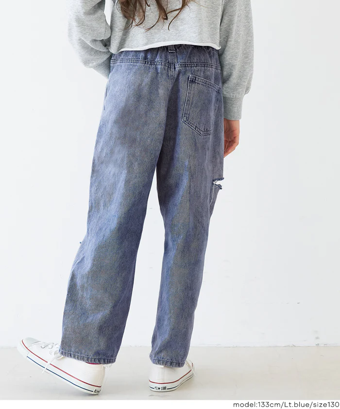 デニムサイドカットダメージパンツ キッズ メール便不可 - Image 3
