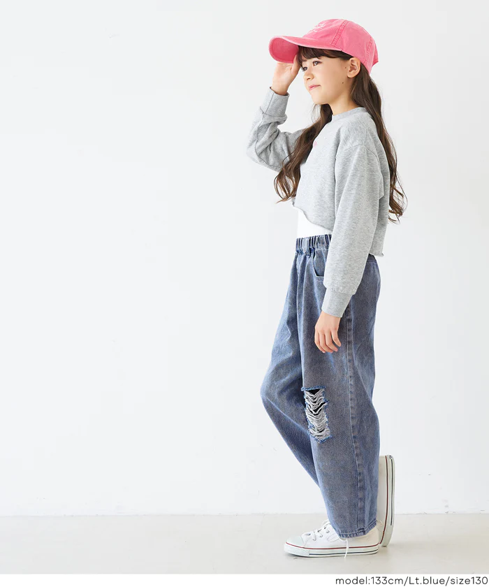 デニムサイドカットダメージパンツ キッズ メール便不可 - Image 4