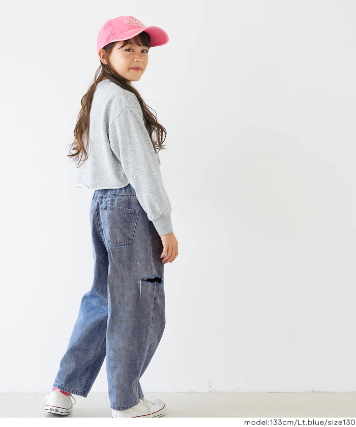 デニムサイドカットダメージパンツ キッズ メール便不可 - Image 6