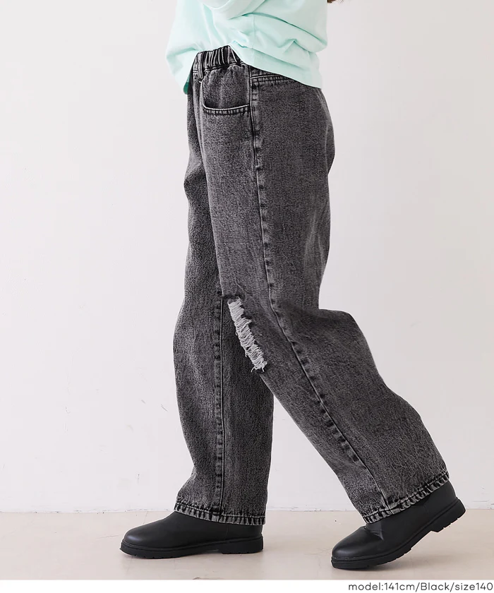 デニムサイドカットダメージパンツ キッズ メール便不可 - Image 9